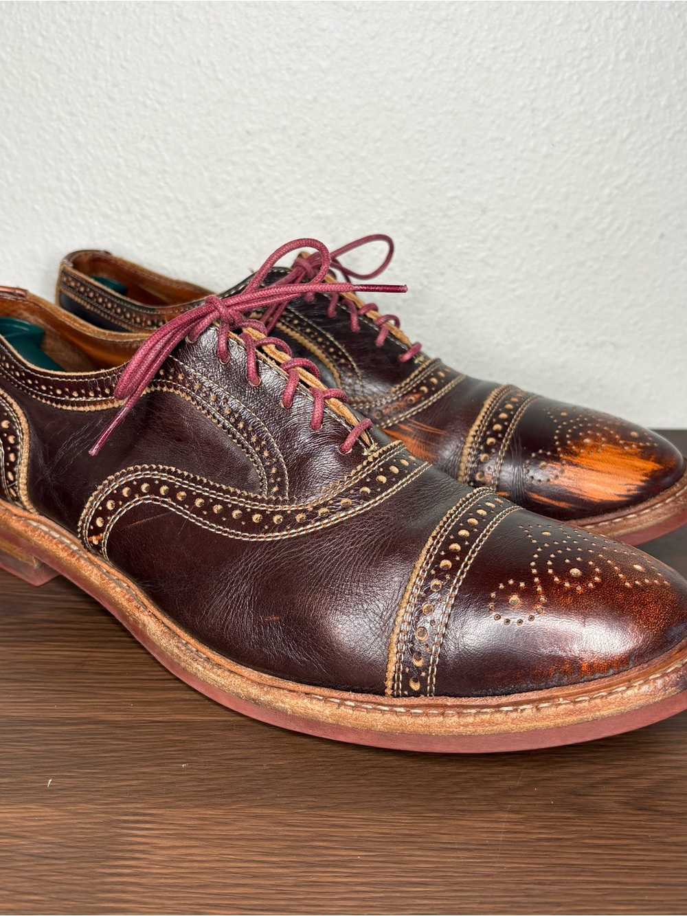 Allen Edmonds Strandmok Cap toe Oxford Men’s Size 11.5 Brown Saddle Dainite Sole